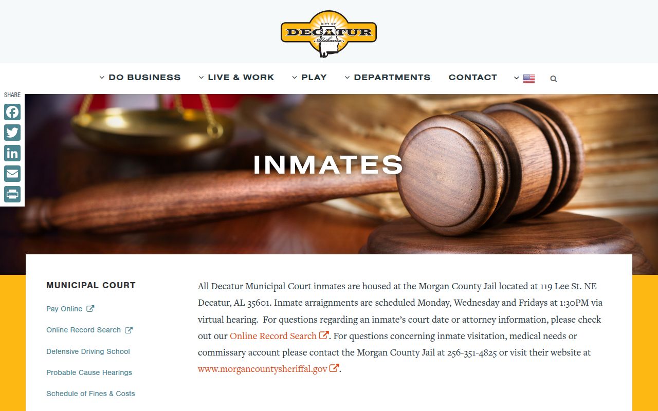 Morgan County jail roster for Decatur mugshots