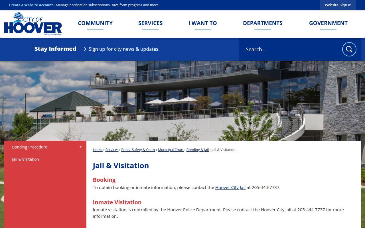 Jefferson County jail information for Hoover arrests